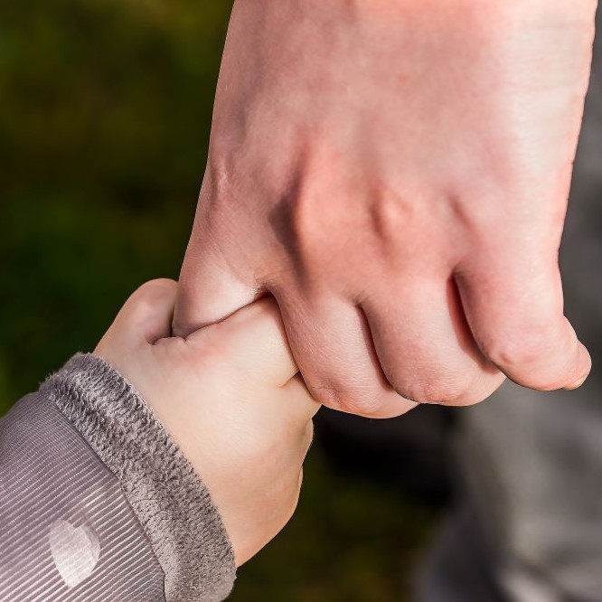 Child holding a parent's hand