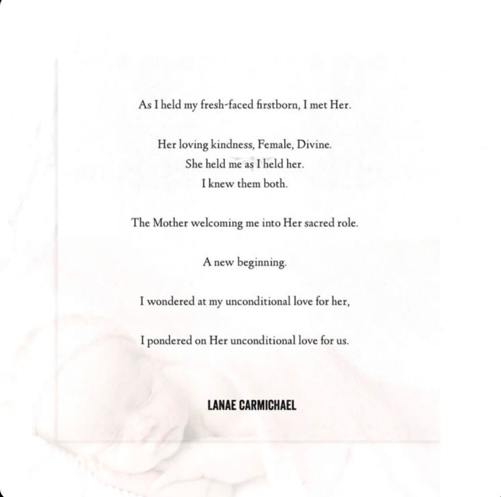 Image of the poem text overlayed on a photo of a newborn